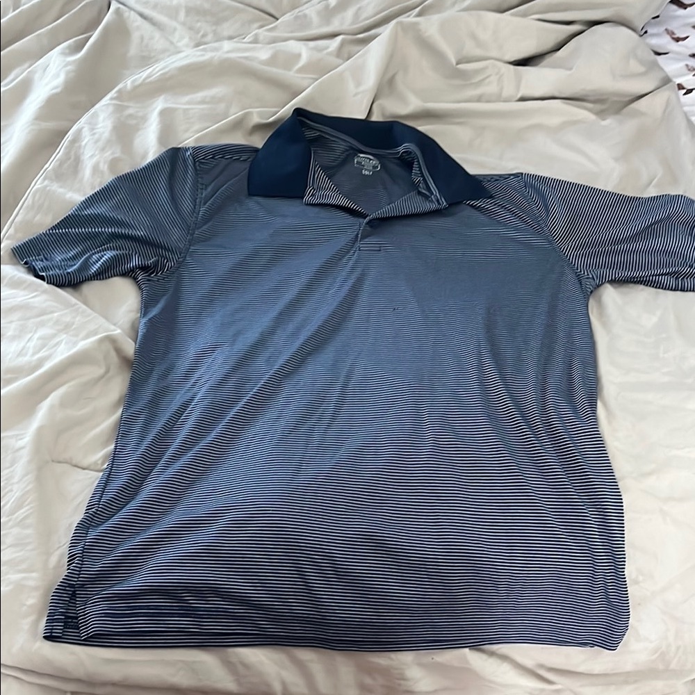 Men's Navy Striped Polo Golf Shirt